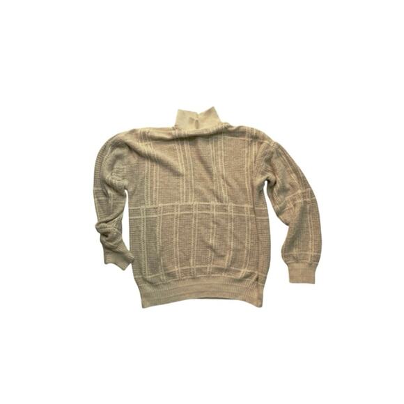 VTG Mens L Sweater Tan Linen Cotton Blend Old School Soft Oversized Harbour Club - Picture 3 of 10